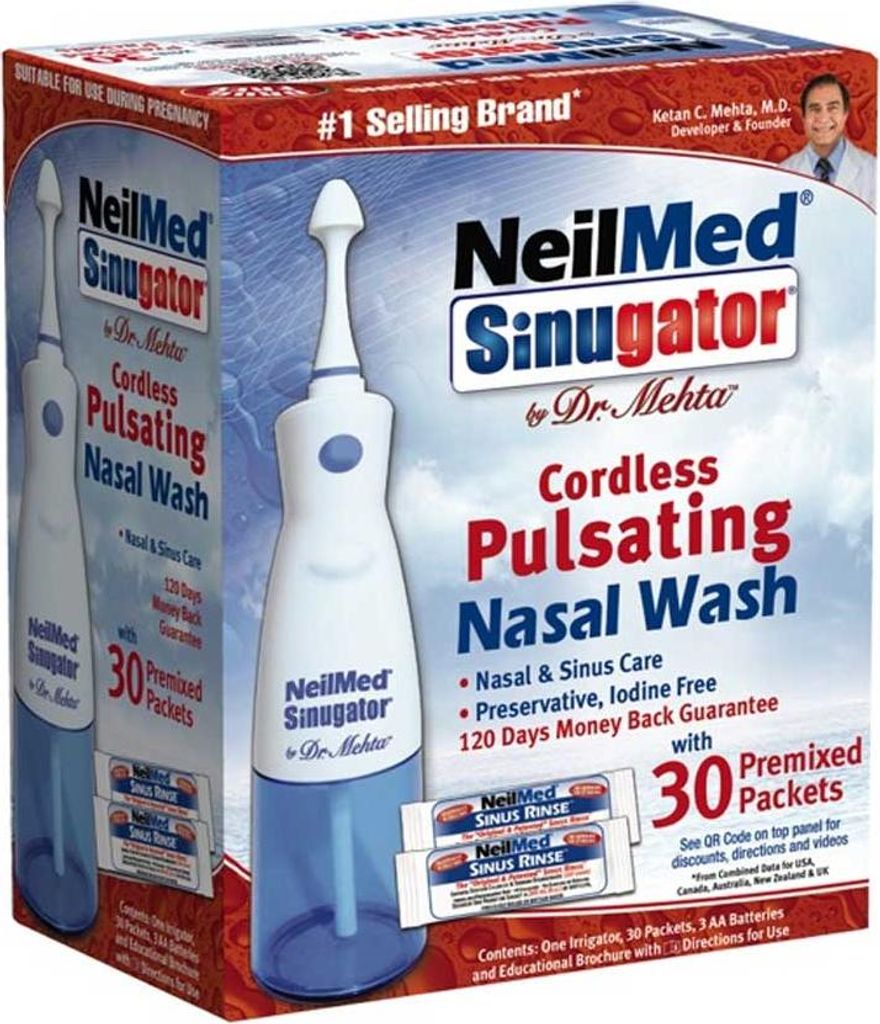 Pulsierende Nasendusche Sinugator + 30 isotonische Beutel