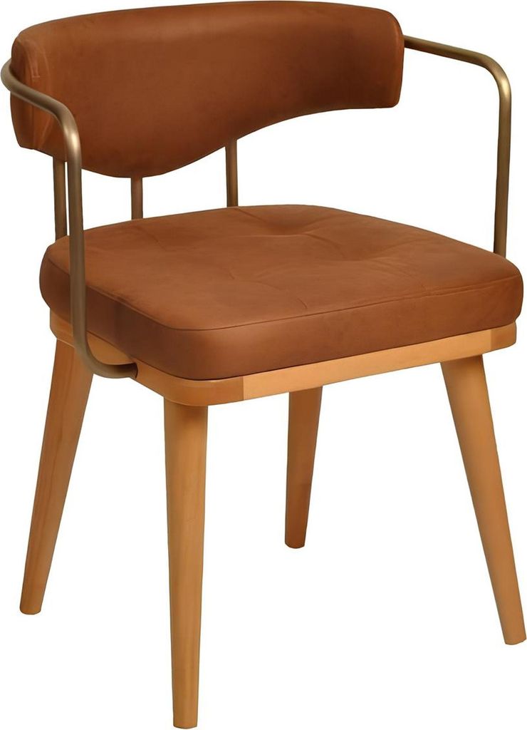 Luxus Esszimmer Oranger Moderner Holzstuhl Designer Einsitzer Lehnstuhl