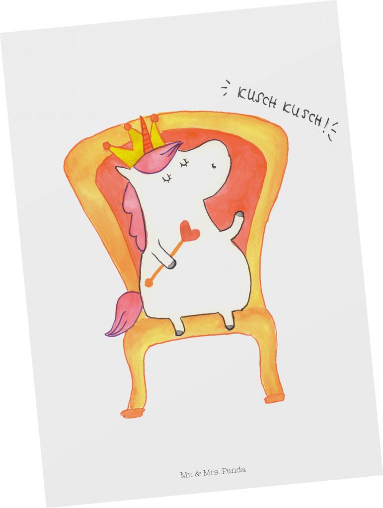 Mr. & Mrs. Panda Grußkarte Einhorn König - Weiß - Geschenk, Unicorn, Ansichtskarte, Postkarten, Postkarte, Krone, Kaiser, Prinzessin, Ansichtska...
