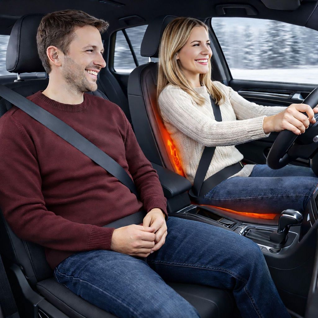 2X Autositzauflage Winter für Fahrer- & Beifahrersitz | Bequemer Sitzschutz mit Rückenlehne | rutschfest, ergonomisch & langlebig | Weiche Polste...