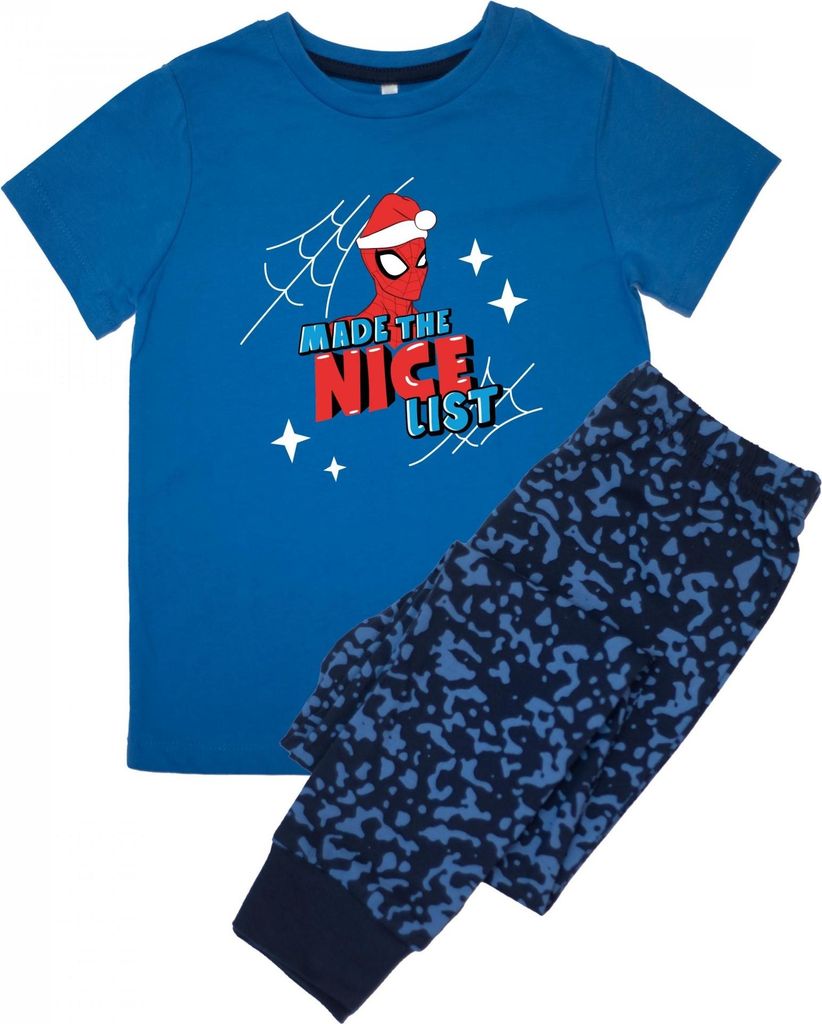 Spider-Man - "Nice List" Schlafanzug mit langer Hose für Jungen kurzärmlig BI54174 (104) (Königsblau)