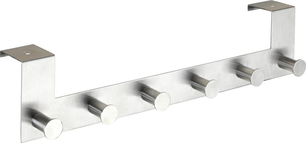 WENKO Tür Garderobe Edelstahl CELANO 6 Haken Aufhängen Kleider Handtuch Halter