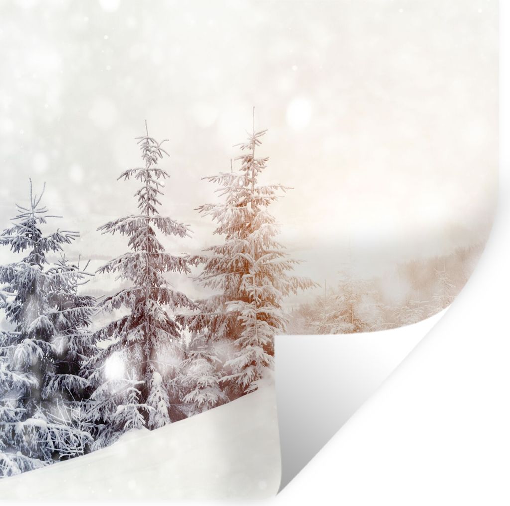 MuchoWow Wandtattoo Wandsticker Wandaufkleber Baum - Schnee - Winter 30x30 cm Selbstklebend und Repositionierbar - Repositionierbar - Wasser abwe...