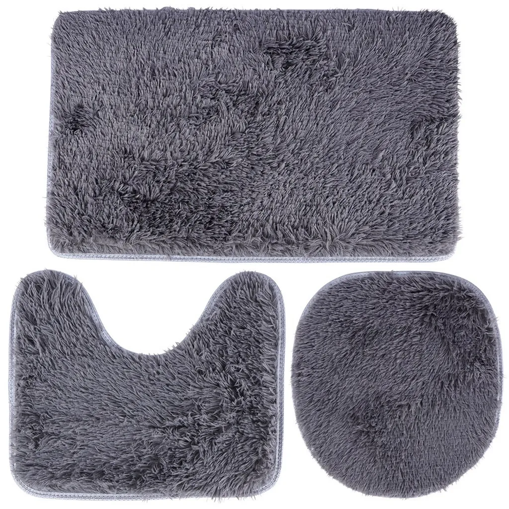 Ensemble salle de bain avec tapis de bain doux et couvre-siège WC confort