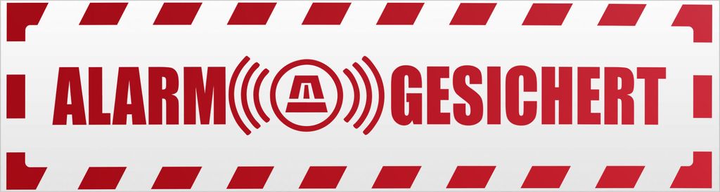 Kiwistar Alarm gesichert gestreift Magnetschild Schild magnetisch - 30cm Rot - reflektierend - Magnetfolie für Auto PKW Kfz
