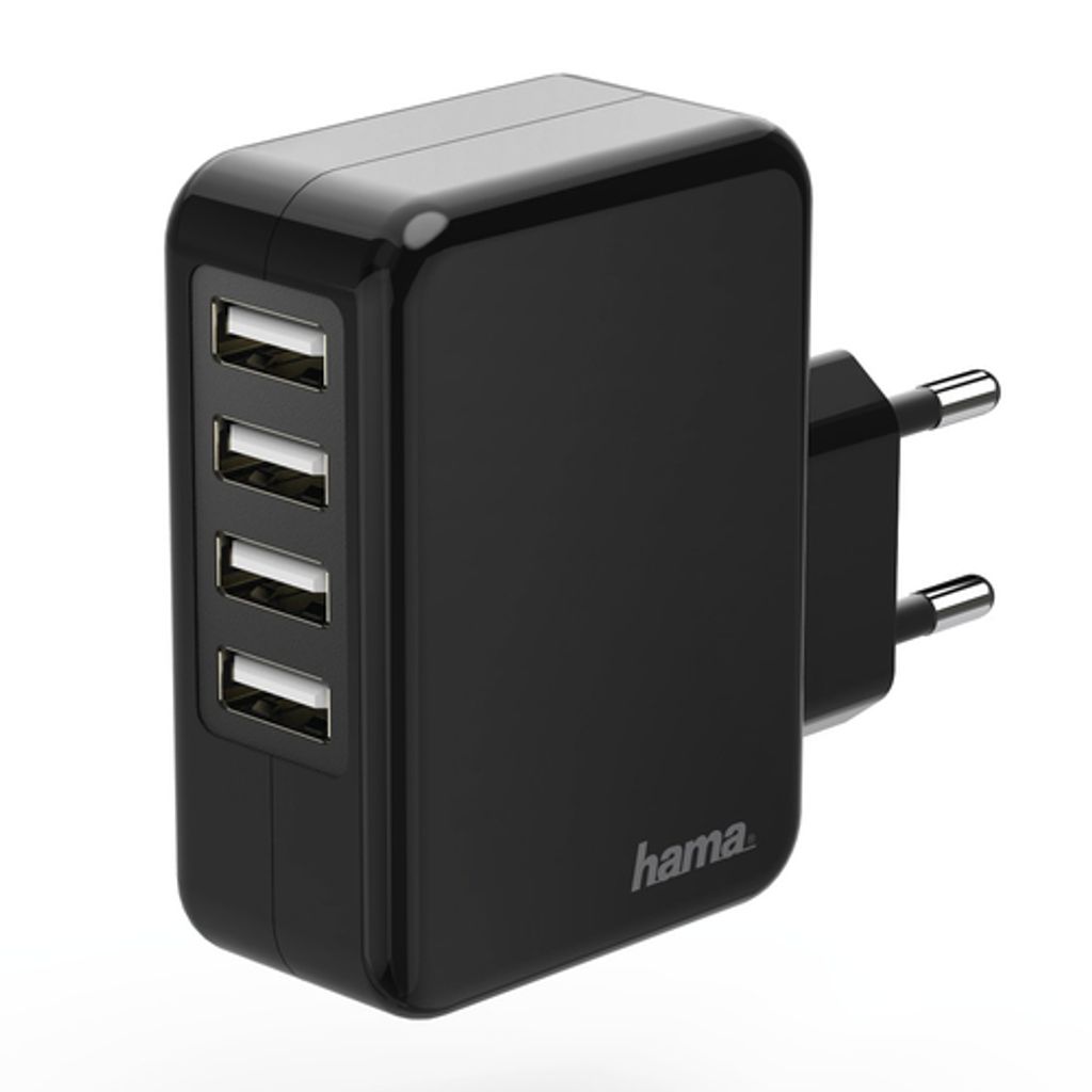 HAMA Ladegerät, 4-fach USB, 4.8 A, schwarz (00173676)