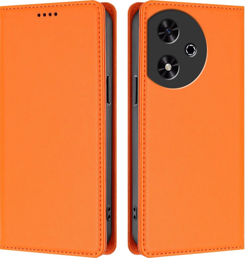 Handyhülle für Honor Play50, Kunstleder Klapphülle Stoßfeste Magnetische Hülle mit Ständer Orange