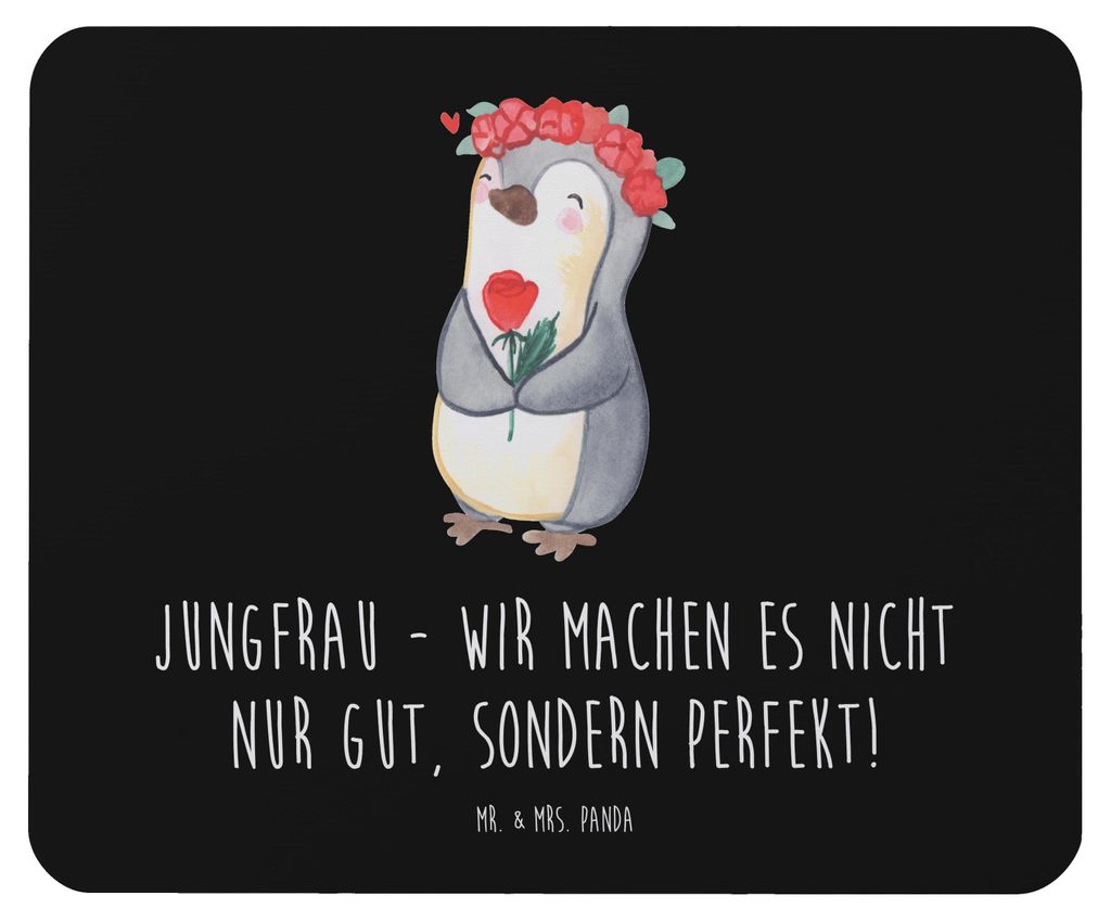 Mr. & Mrs. Panda Mauspad Jungfrau Perfektion - Schwarz - Geschenk, methodisch, Mouse Pad, Mousepad, Sternzeichen, Geschenke, laptop, Tierkreiszeich...