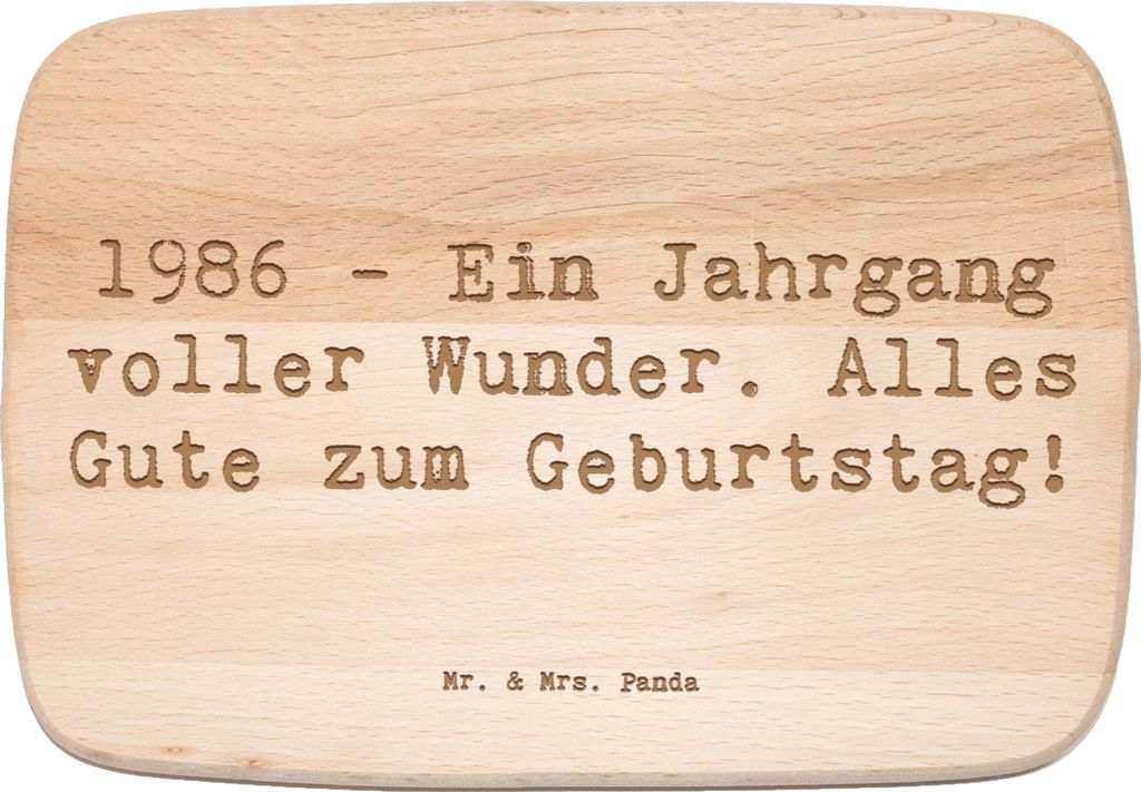 Mr. & Mrs. Panda Schneidebrett Holz Spruch 1986 Geburtstag Wunder - Transparent - Geschenk, Holzbrett, Geburtstagsgeschenk, jausenbrett, brotbrett,...