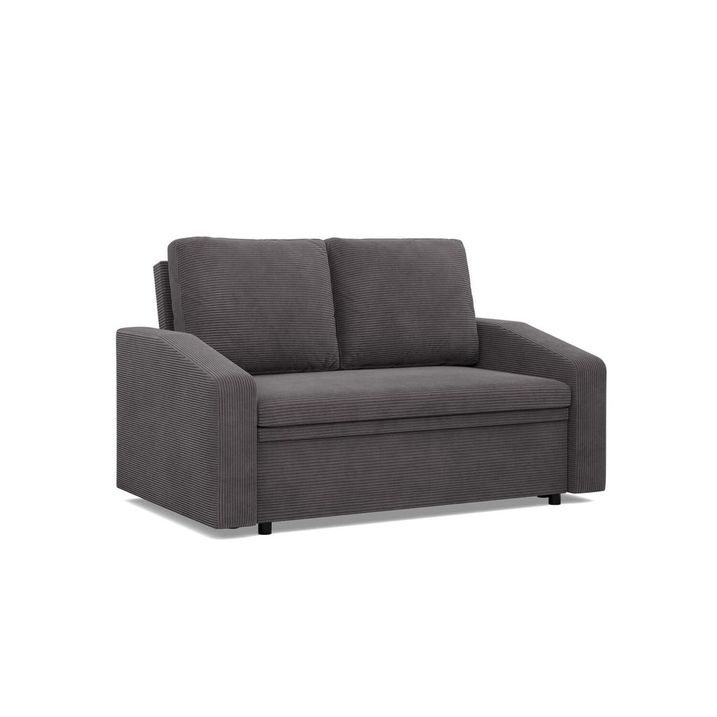 Sofa mit Schlaffunktion NEO, Wohnzimmer Sofa 148x87cm, Cord, Dunkelgrau