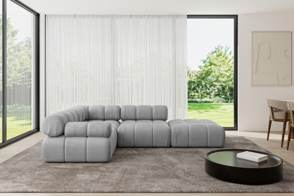 ALTDECOR Modulares Sofa Ecksofa in L-Form - Felto-L1 - 285x190x70 cm Hellgrau Corner modular Sofa Eckcouch Couch Wohnlandschaft Cauchsofa Polstersofa