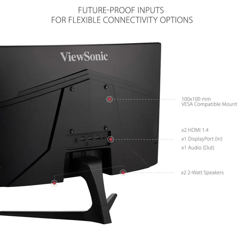 Ecran PC 165Hz ViewSonic VX2418C 1ms FreeSync pour Jeu Fluide et Rapide - 16