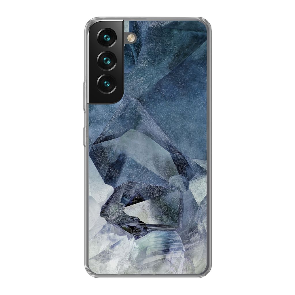 MuchoWow Handyhülle Schutzhülle Hülle für Samsung Galaxy S22 Plus Naturstein - Blau - Chic Silikon Softcase Handy Hülle - Schutzabdeckung