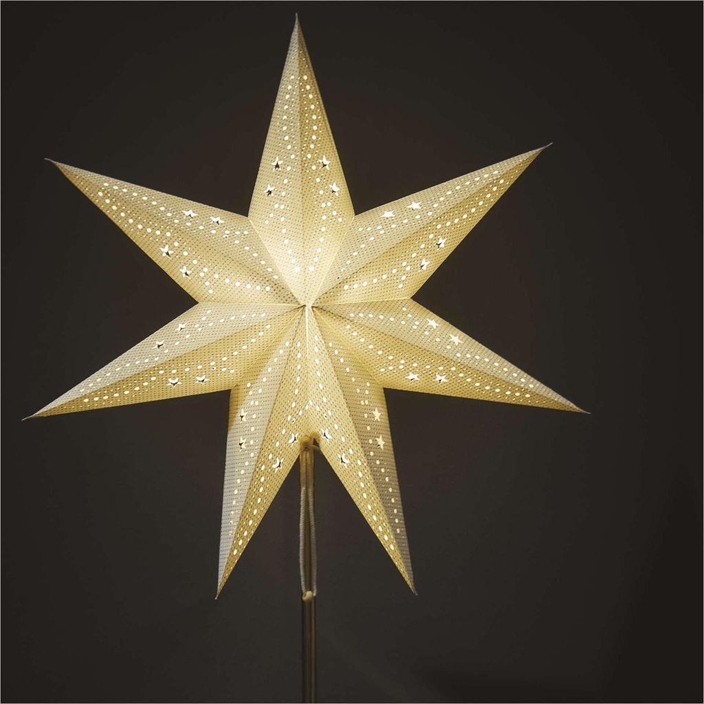 EMOS Papier-Tischlampe mit weißem Stern, E14 Fassung, mit 1,6m Netzkabel, für LED-Lampe bis 25W, zum Aufstellen, DCAZ15