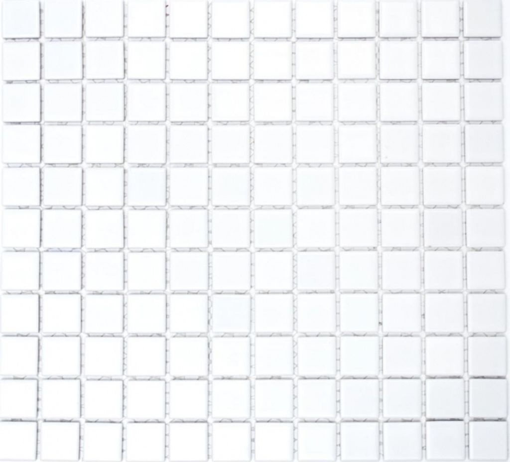 Mosaikfliese Keramik WEISS GLÄNZEND Wand Fliesenspiegel Produktbild 