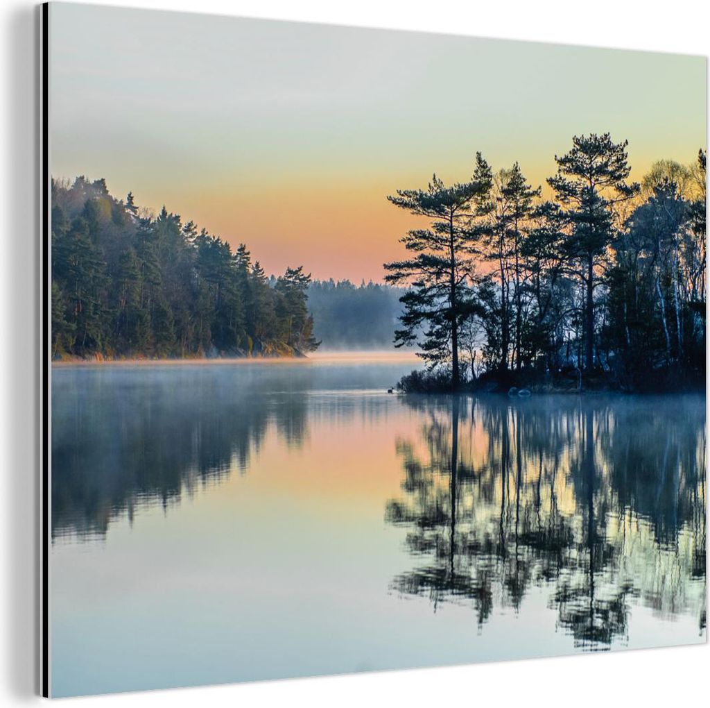 MuchoWow Wanddekoration Metall Metallbild Wandkunst 40x30 cm Wasser - Bäume - Natur - Landschaft MuchoWow Aluminium Gemälde - Dekoration Wohnzimmer