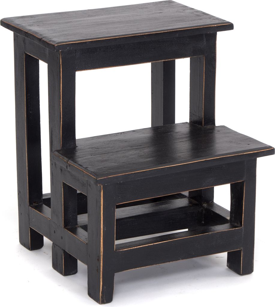 TRITTLEITER "STEP" | 46x37 cm (HxB), Altholz | Tritthocker | Farbe: 09 voodoo - schwarz