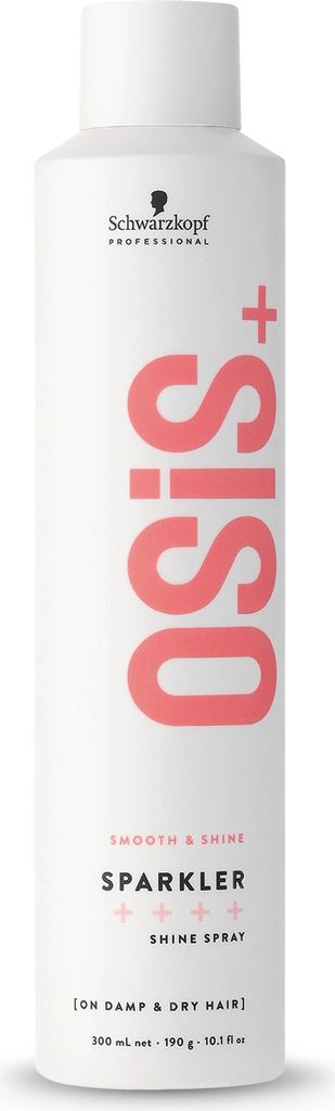 A white spray bottle of Schwarzkopf Osis Sparkler Finish Glanzspray.