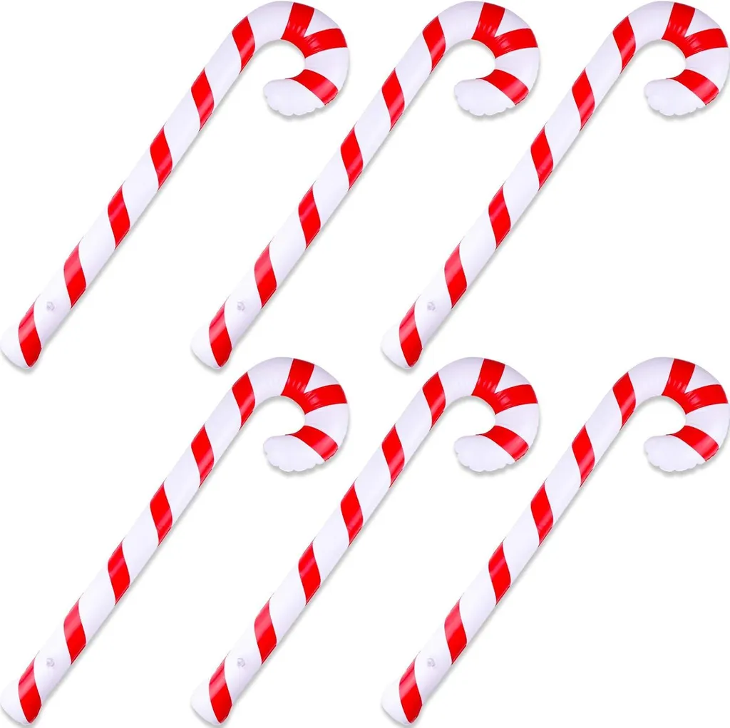 Cannes de Bonbon Gonflables Géantes Décoration de Noël - Lot de 6 Pièces