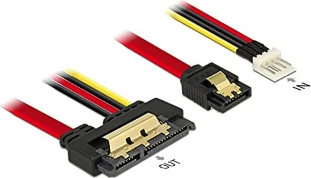 Câble SATA 22 broches Delock 85232 de 30 cm vers Molex 4 broches Noir