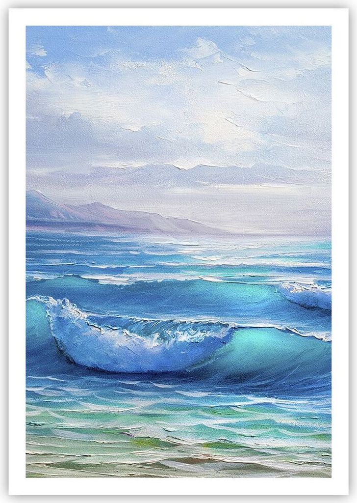 Poster - Poster ohne Rahmen - Meer Welle Möwe - 70x100 cm - Wand Bild - Wanddeko - Wandbilder - Kunstposter - Wandposter - Bilder - Kunstdruck - W...