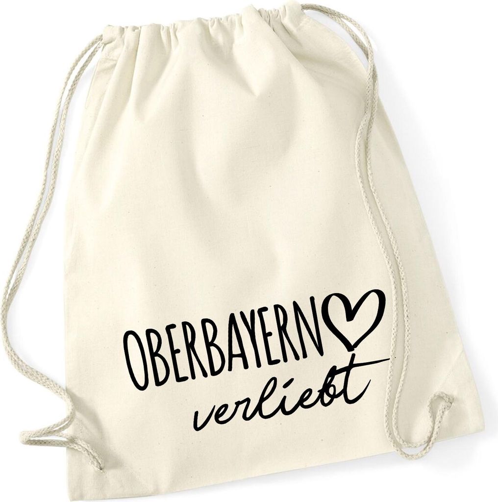 Huuraa Turnbeutel Oberbayern verliebt 12 Liter Natural Baumwolle Rucksack Geschenkidee