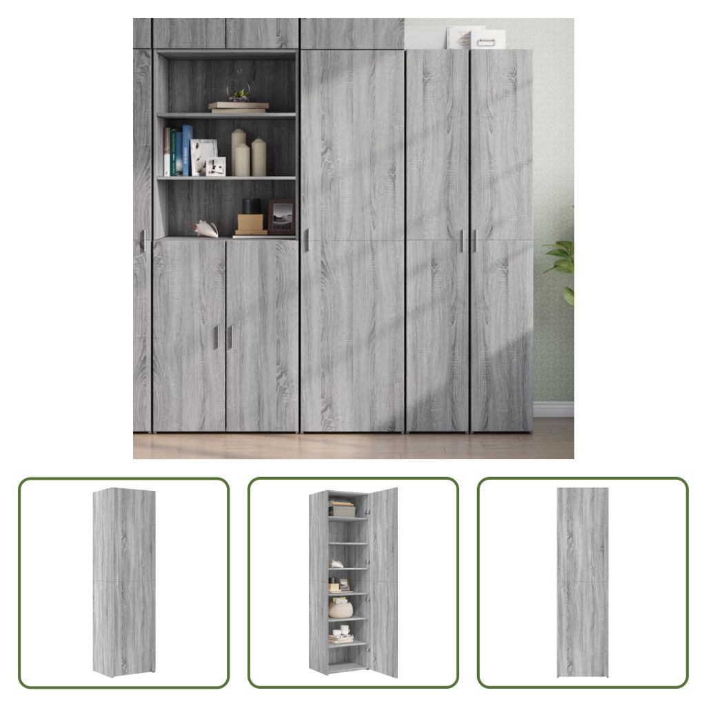 The Living Store Highboard Grau Sonoma 50x42,5x185 cm Holzwerkstoff