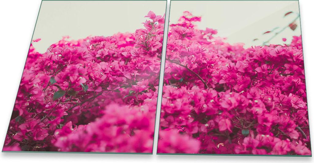 Herdabdeckplatte Glaskeramik 2-Teilig 2x40x52 Blumen Pink Abdeckung Spritzschutz Glas