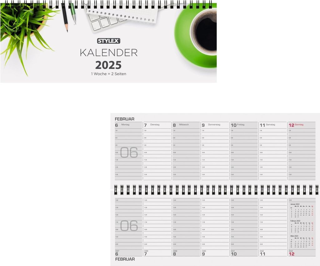 Schreibtischquerkalender 2025 / 56 Blatt / 1 Woche = 2 Produktbild 