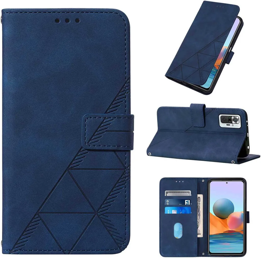 Custodia Flip Portafoglio Blu per Xiaomi Redmi Note 10 Pro / Max Goffrata