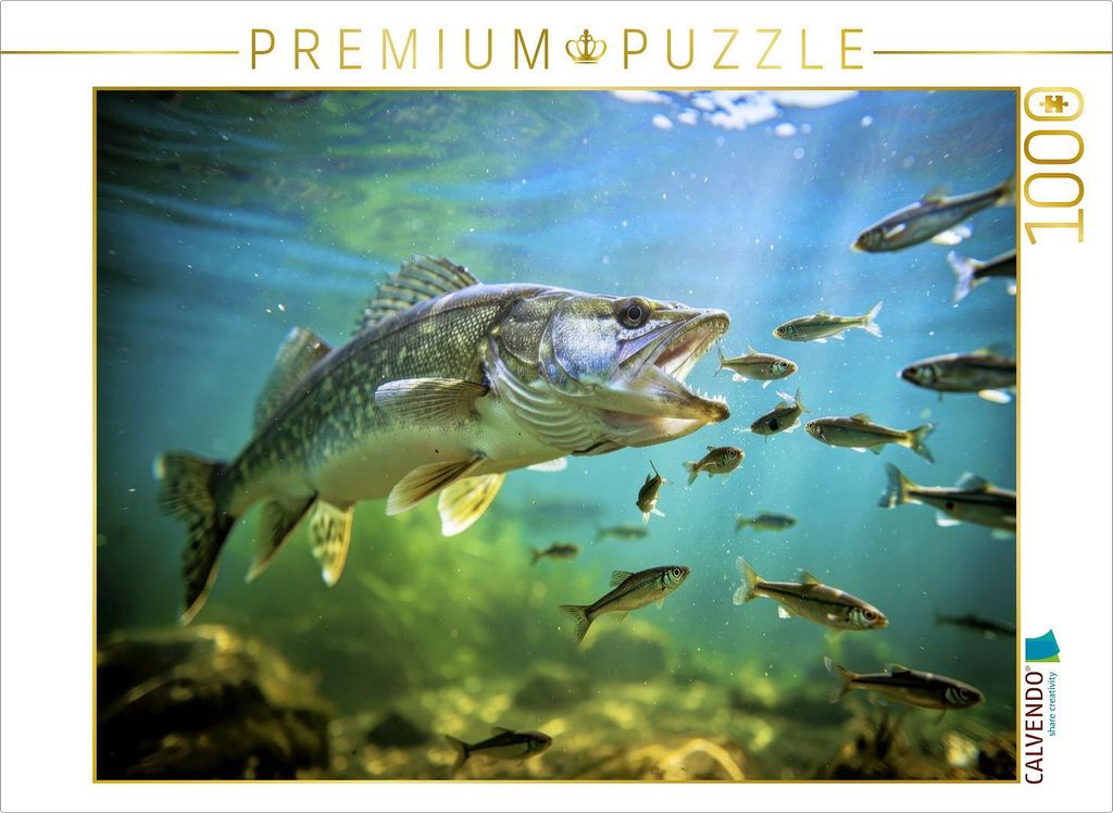 CALVENDO Puzzle Zander im See – einfach unwiderstehlich. | 1000 Teile Lege-Größe 64x48cm Foto-Puzzle für glückliche Stunden