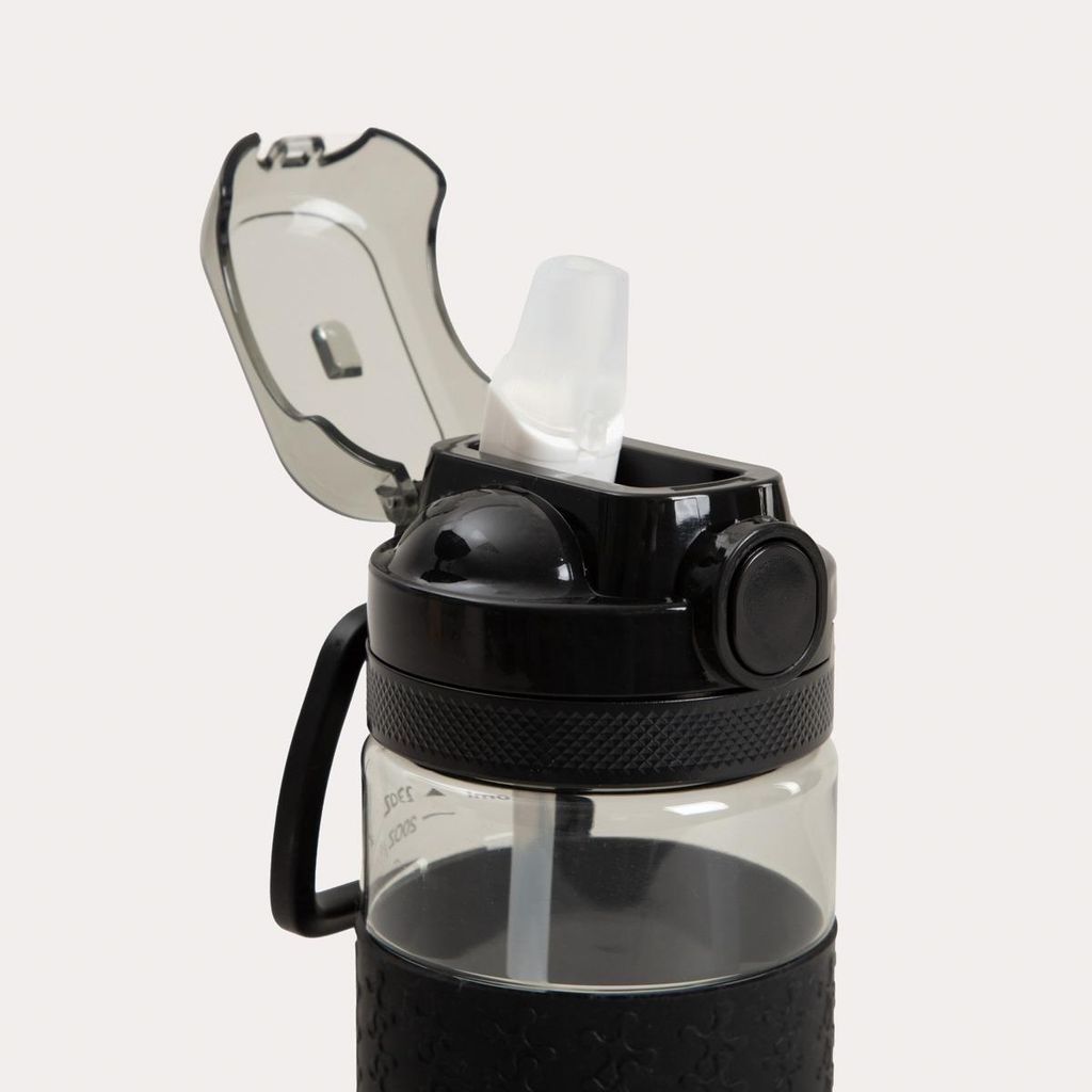 HOMLA LONNA bidon Flasche mit Messbecher schwarz 0,65 l