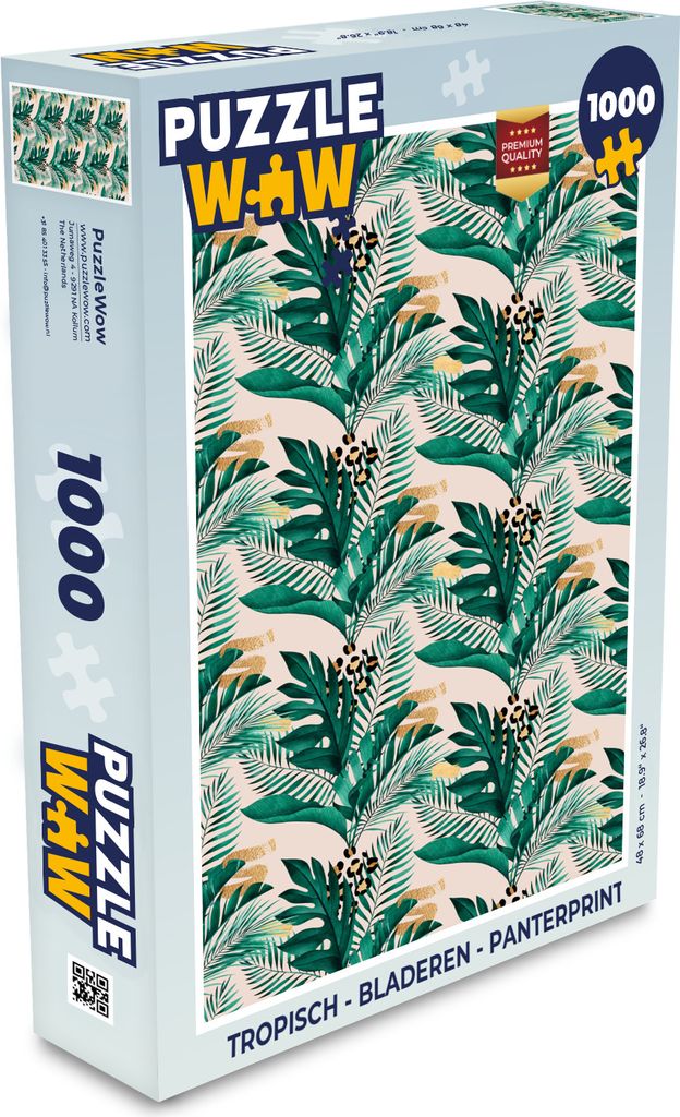 MuchoWow Puzzle 1000 Teile Tropical - Blätter - Pantherdruck - Spielzeug - Alt und Jung - Spiele - Puzzeln