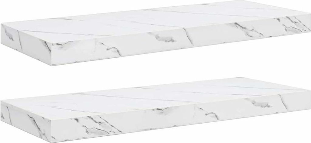 Wandregal 2 pcs Weiß Marmor 60 x 23,5 x 4 cm Holzwerkstoff