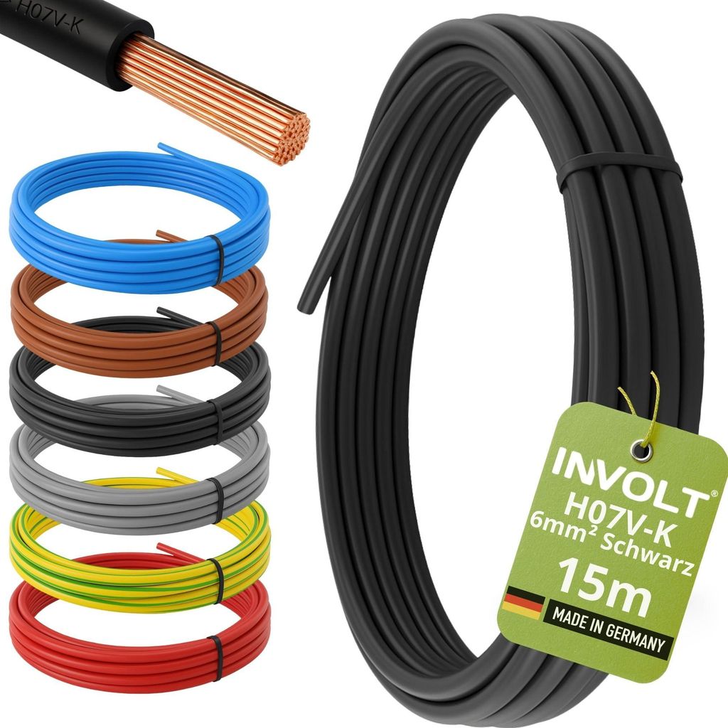INVOLT H07V-K 15m 6mm² schwarz Aderleitung flexibel Produktbild 