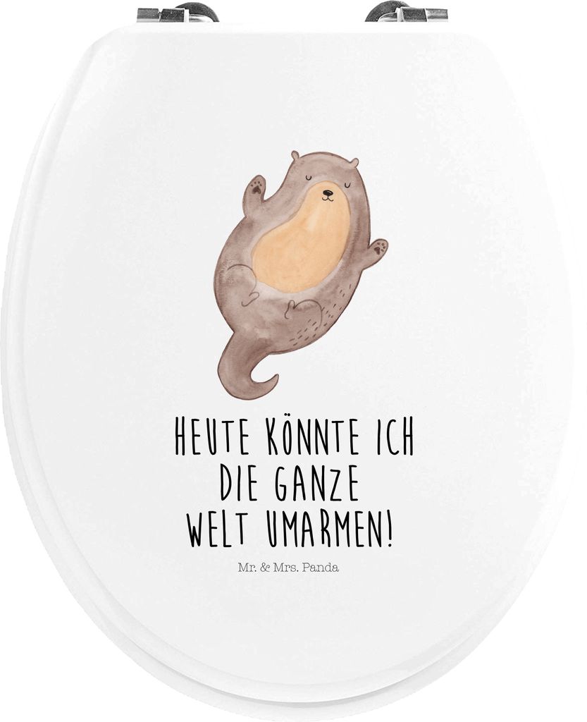 Mr. & Mrs. Panda WC Brille Otter Umarmen - Weiß - Geschenk, Klo-Deckel, Hallo, Seeotter See, Toilettenbrille, Optimistisch, glücklich, Toilettend...
