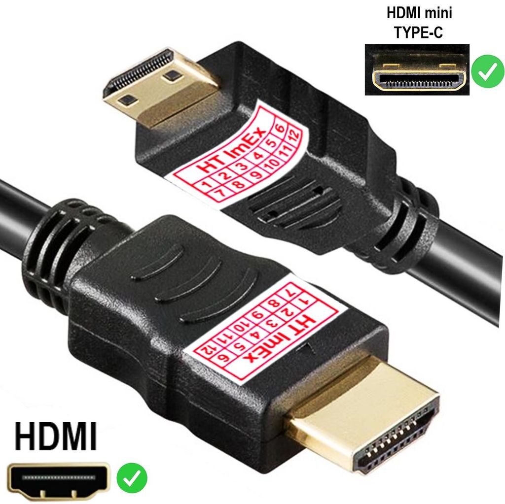 1,5m - mini HDMI auf HDMI anschluss Kabel für Canon Legria M HF M306 - Mini C vergoldet