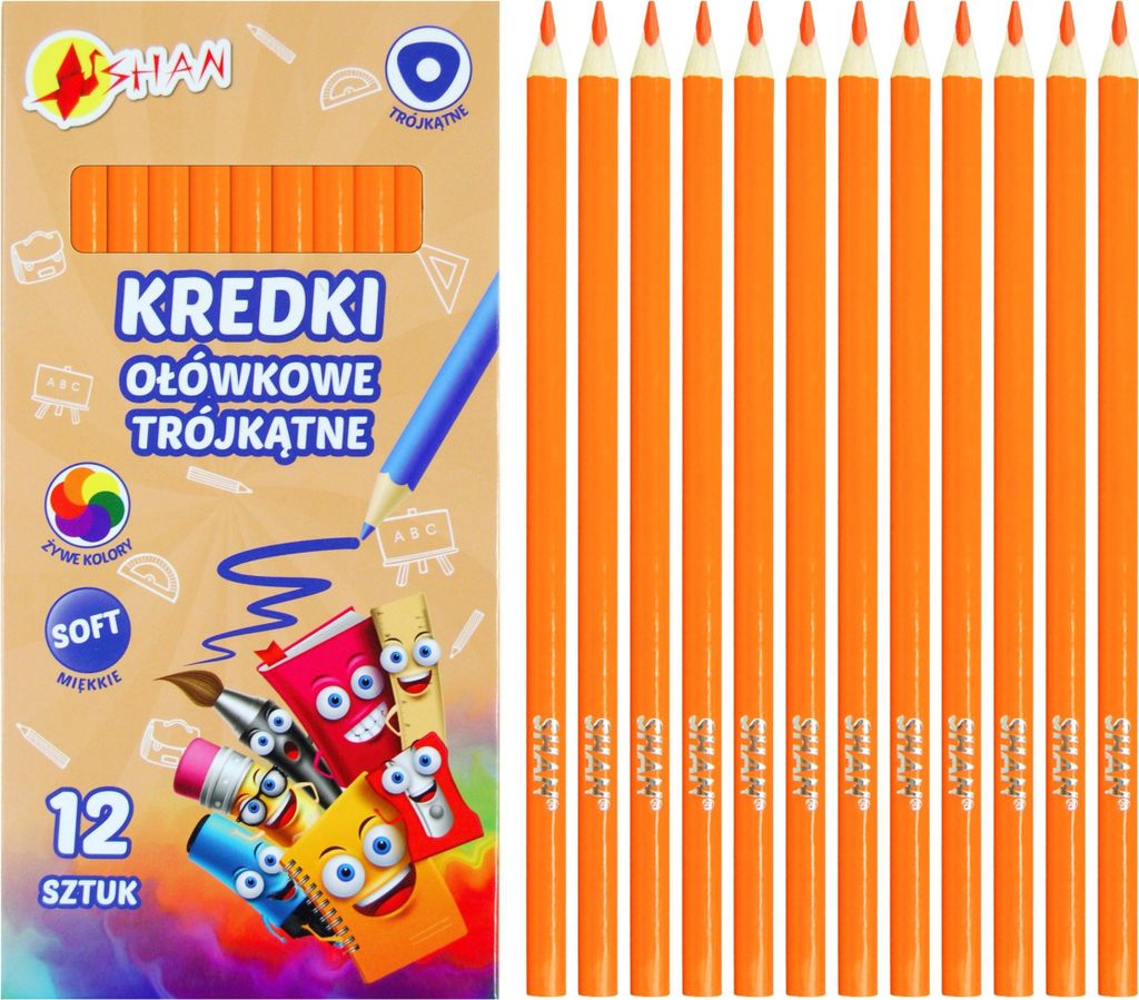 Shan Dreieckige Buntstifte Orange hell 12 Stück