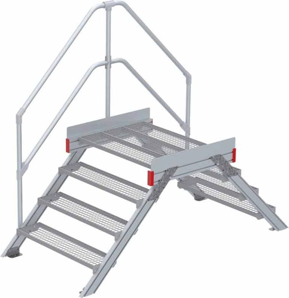 Euroline 512 Überstieg 45° 1000mm Stufenbreite 2x4 Stufen Stahl Gitterrost