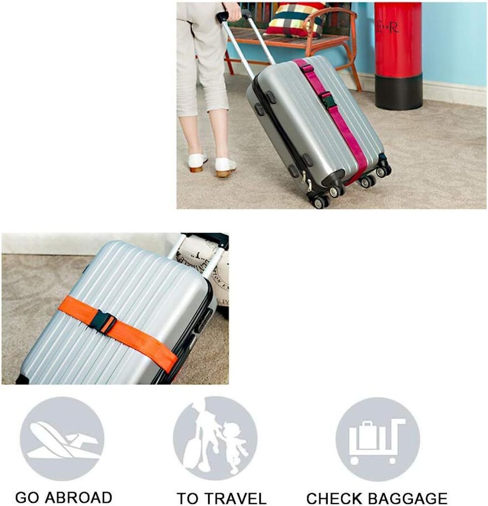 4 Stück Koffergurt Set - Auffällige Gepäckbänder Zum Sichern & Identifizieren