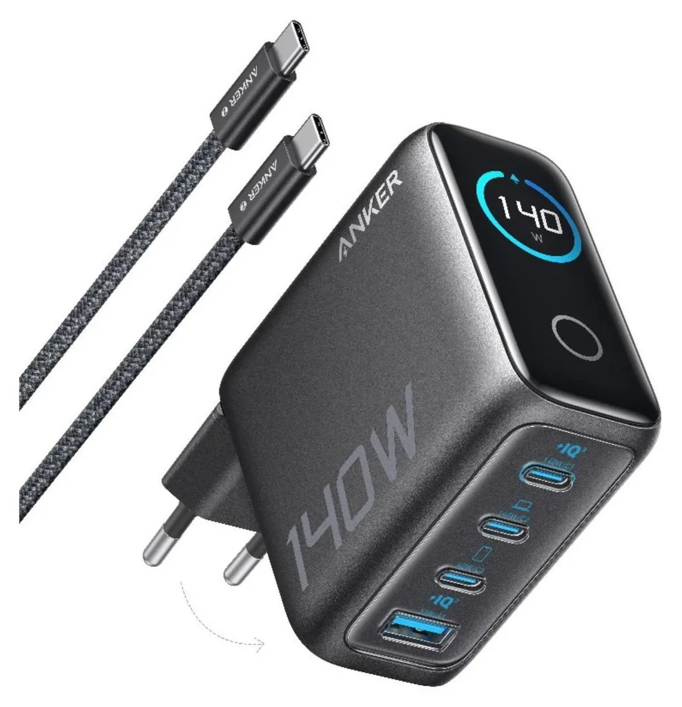 Chargeur USB-C Multiport Anker 140W Gris - Station de Charge Rapide