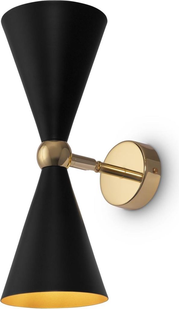 Wandlampe Metall Up Down H: 32 cm in Gold Schwarz E14 2-flammig Modern