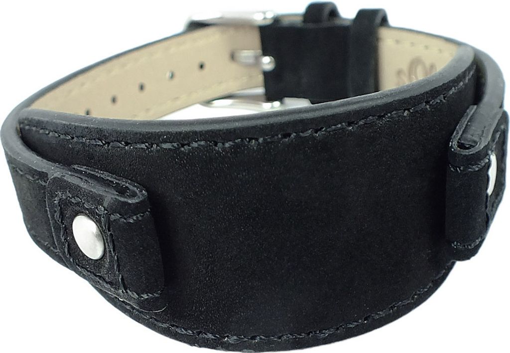 s.Oliver > Uhrenarmband 12mm schwarz Unterlageband Leder > SO-1962-LQ