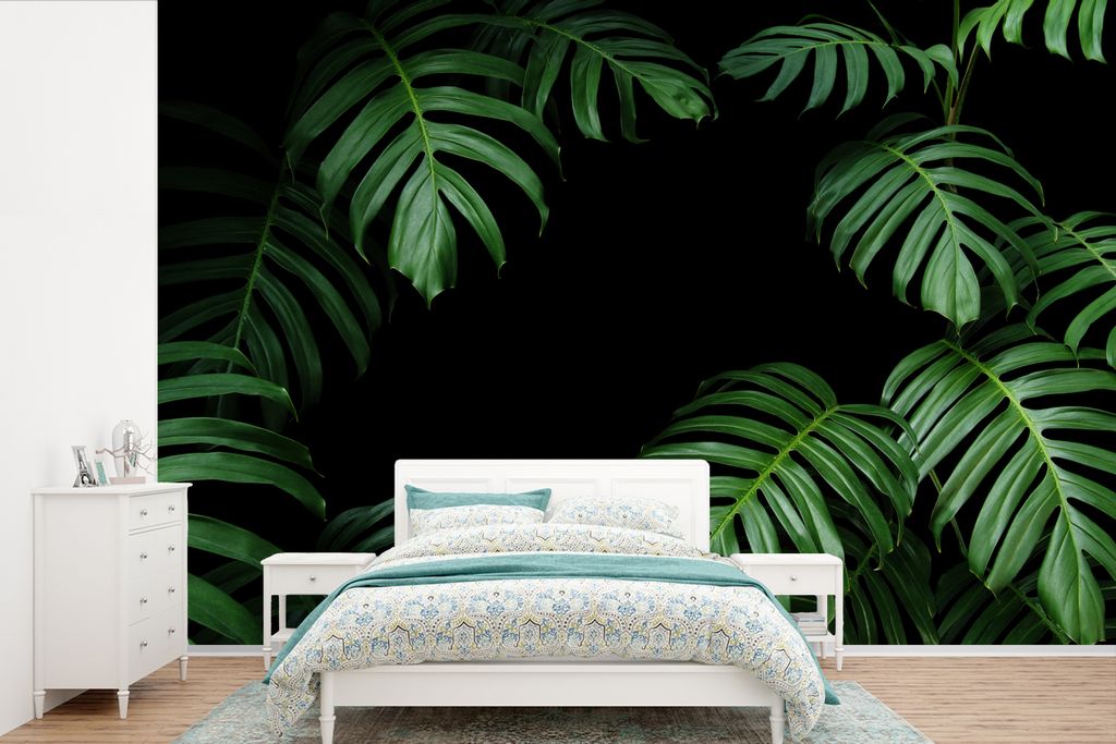 MuchoWow Fototapete für Wohnzimmer oder Schlafzimmer Wandtapete Vinyl Motivtapete Dschungel - Pflanzen - Monstera - Jungen - Mädchen - Kinder -...