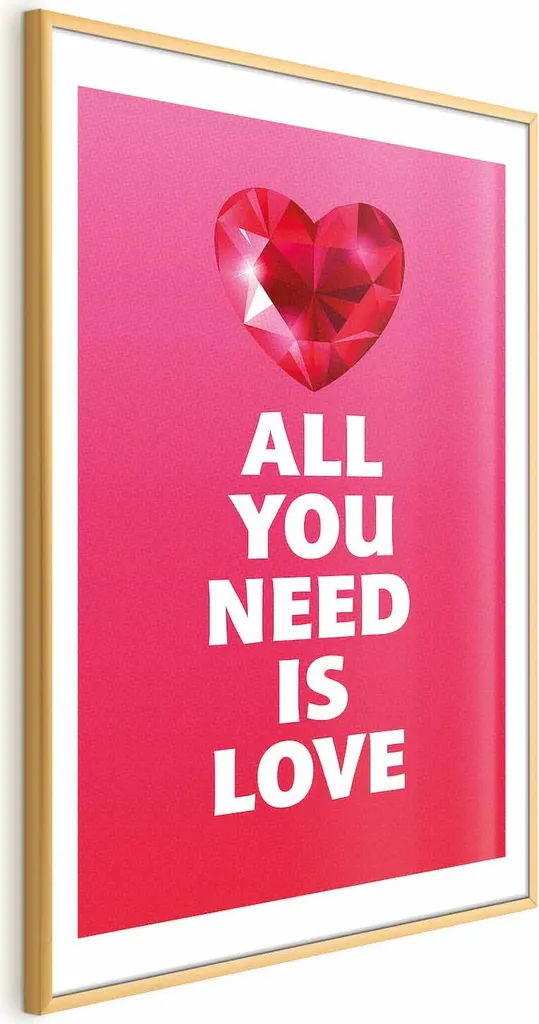 Poster cuore fenomenale 40x60 cm con cornice dorata con margine