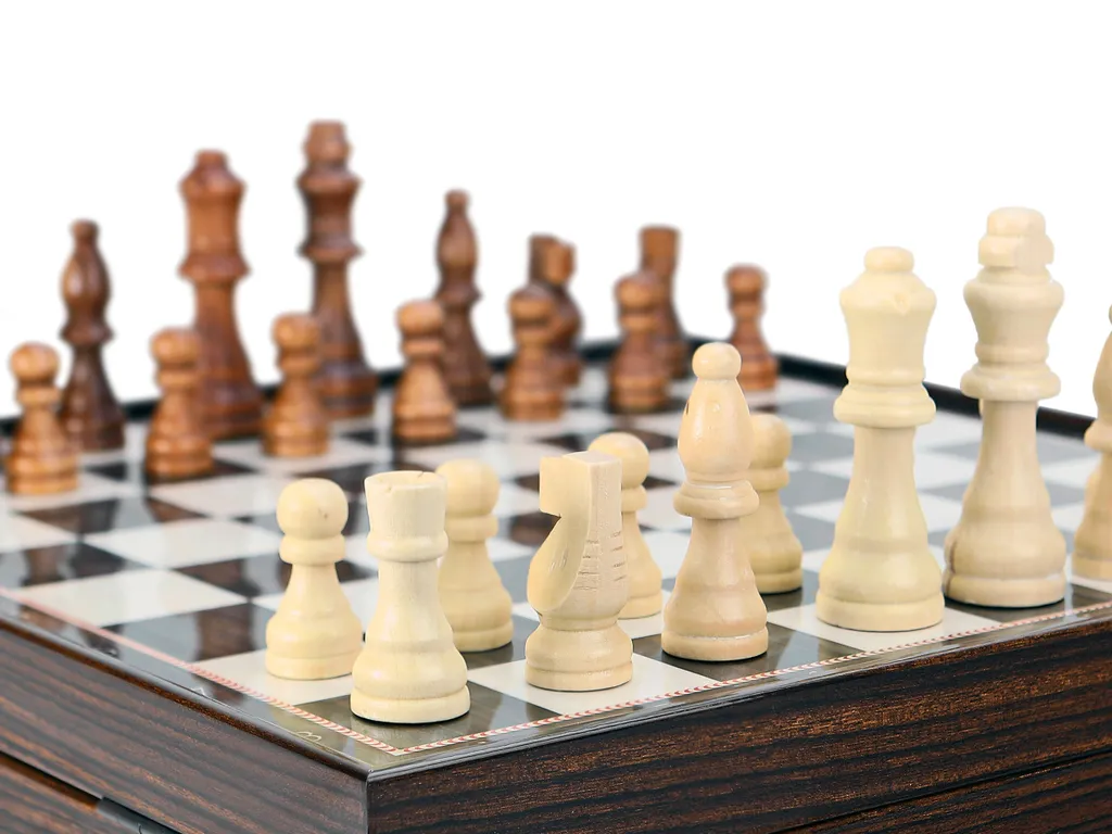 Jeu d'échecs pliable de salon - Échiquier en bois pour tournoi - 3