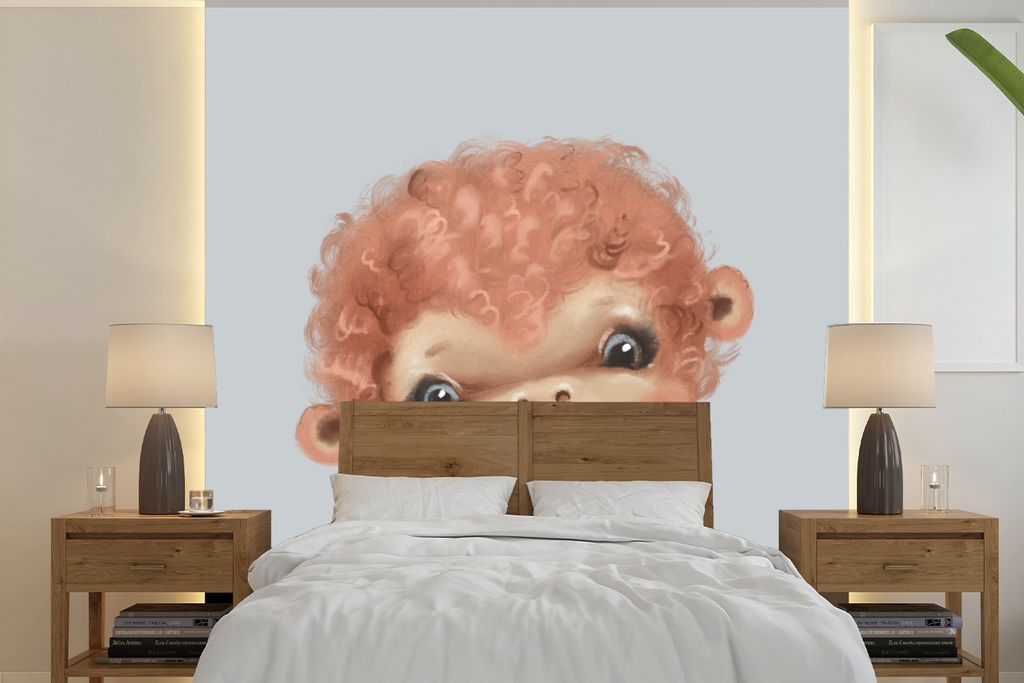 MuchoWow Fototapete für Wohnzimmer oder Schlafzimmer Wandtapete Vinyl Motivtapete Dschungel - Affe - Grau - 350x350 cm - Schlafzimmertapete