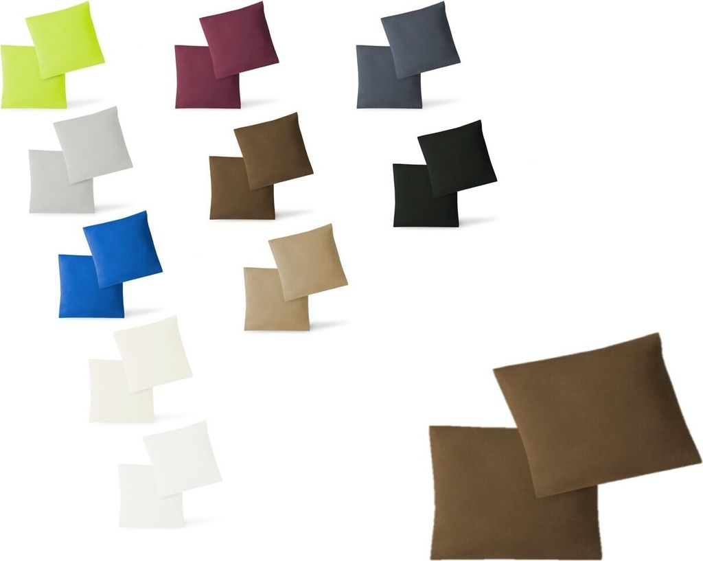 Kissenhülle Kissenbezug Doppelpack mit Reißverschluss hochwertige Jersey hohe Qualität Schokobraun 80 x 80 cm