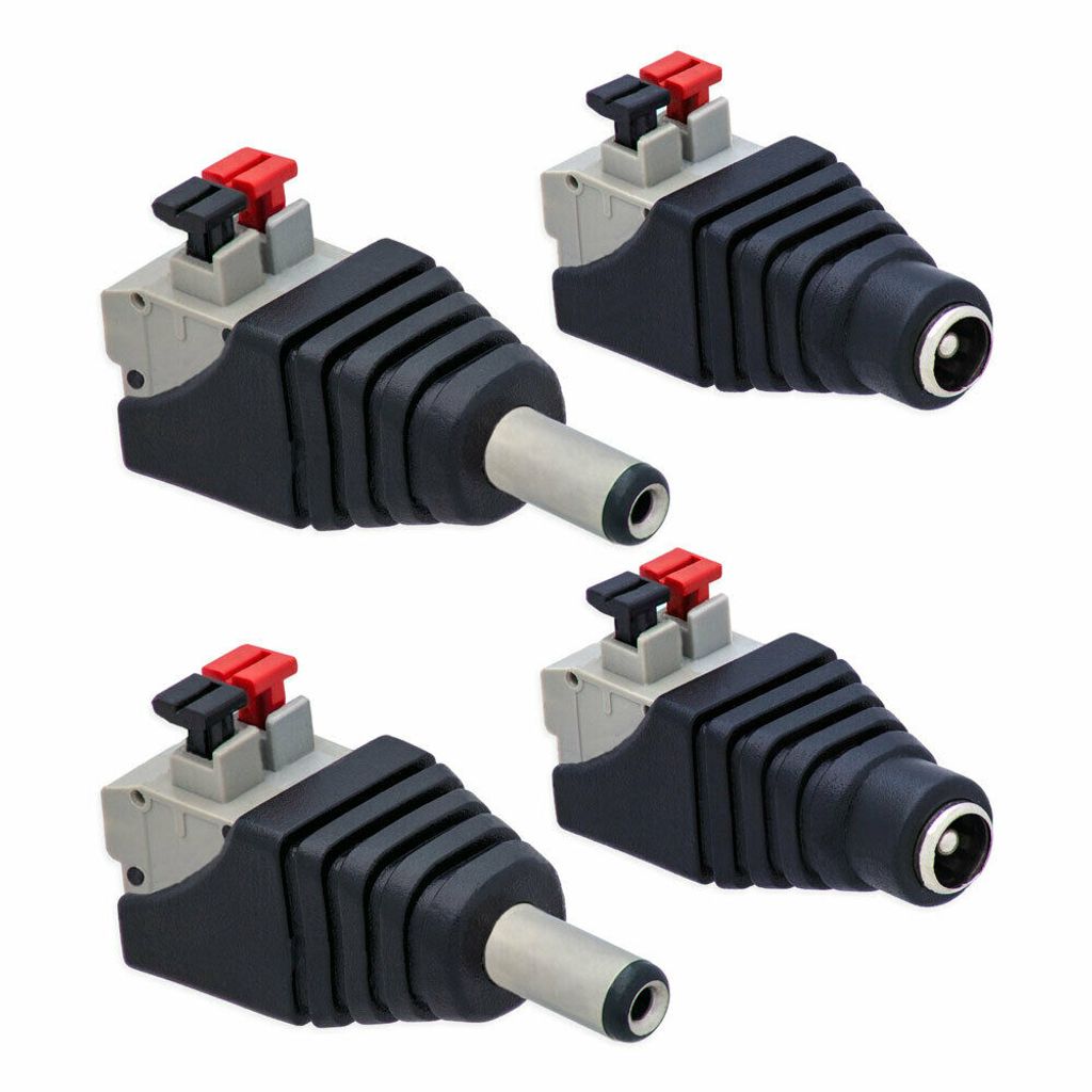 2X DC Buchse + 2X DC Stecker Adapter > Terminal Block 2 Pin Druck Klemmen Netzadapter