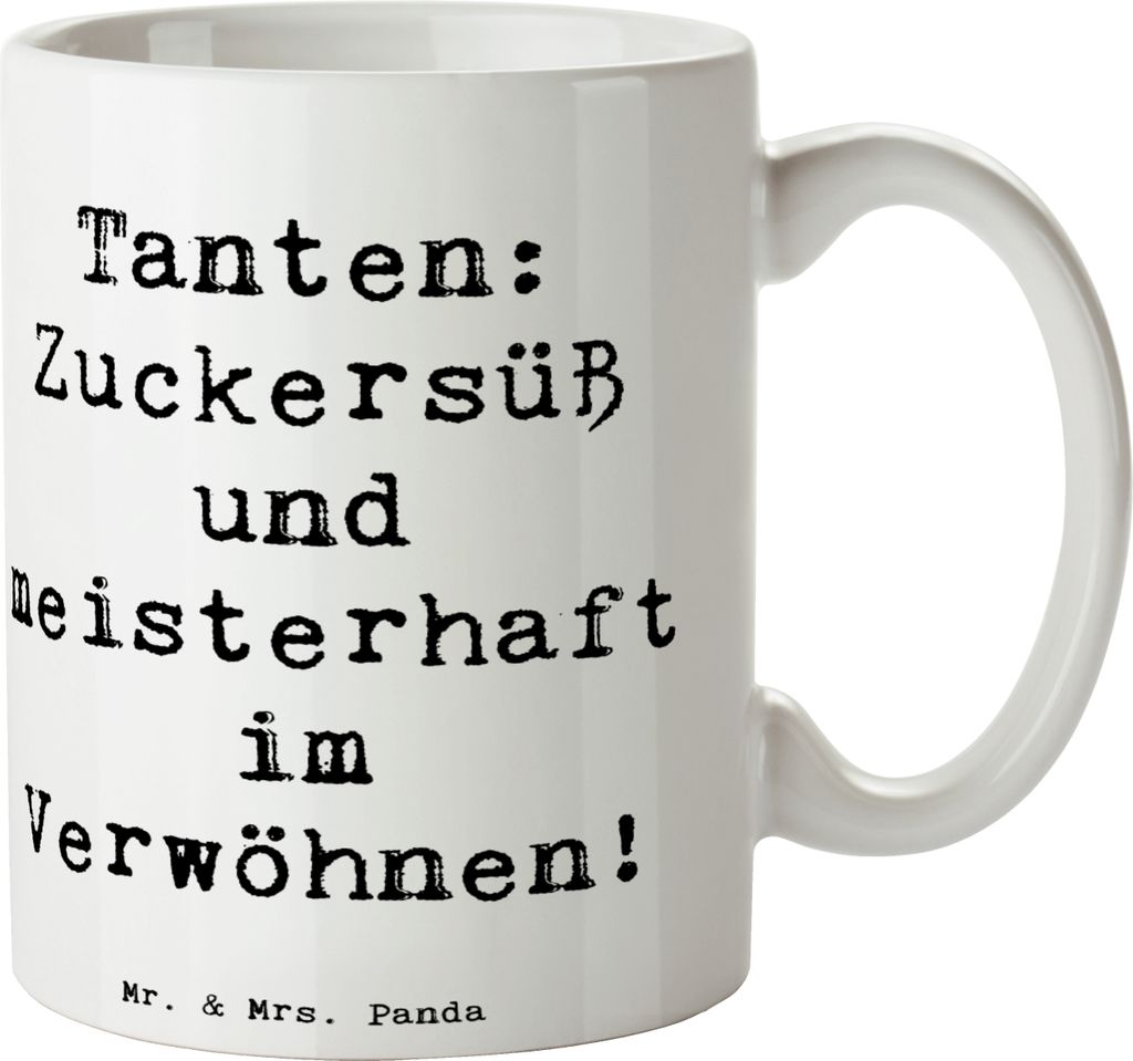 Mr. & Mrs. Panda Kaffeebecher Spruch Tante Zuckersüß - Weiß - Geschenk, haferl, Verwöhnen, Verwandtschaft, Nichte, Familienmitglieder, Familie,...